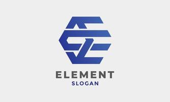 Logo letter E hexagon blue modern design vector