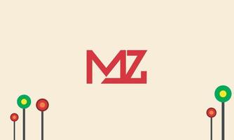 Alphabet letters Initials Monogram logo MZ, ZM, M and Z vector