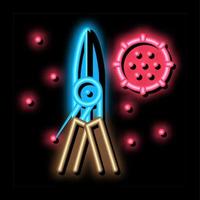 nail tool with infection neon glow icon illustration vector