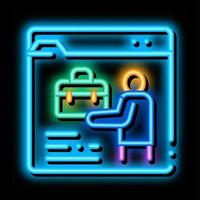 person resume information folder neon glow icon illustration vector