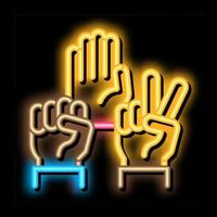 human hands race gestures neon glow icon illustration vector