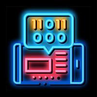 phone app binary code neon glow icon illustration vector