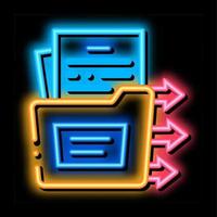 document in folder neon glow icon illustration vector