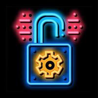 open padlock neon glow icon illustration vector