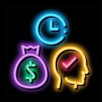 time for earn money neon glow icon illustration vector