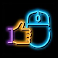 computer mouse and hand gesture good neon glow icon illustration vector