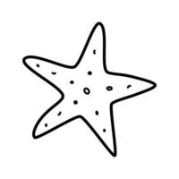 icono de estrella de mar, aislado único sobre un fondo blanco. ilustración vectorial fauna del bosquejo de garabatos del mundo submarino. vector