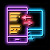 adaptive site for computer screen and phone neon glow icon illustration vector