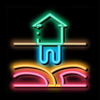 house geothermal heating energy neon glow icon illustration vector