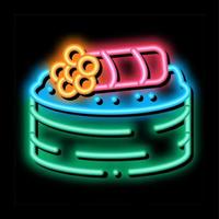 sushi roll with caviar neon glow icon illustration vector