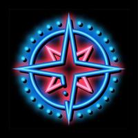 compass sign neon glow icon illustration vector