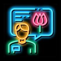 flower shop seller consultant neon glow icon illustration vector