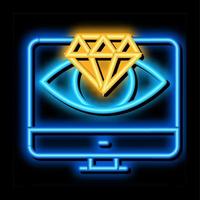 diamond vision computer screen neon glow icon illustration vector