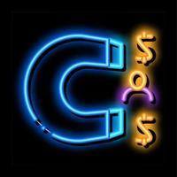 magnet attracts money neon glow icon illustration vector