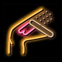 leg waxing for depilation neon glow icon illustration vector