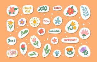 Spring Doodle Element Journal Sticker vector