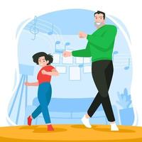 Father and Daughter Spending Time Dancing Together vector