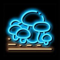 growing mushroom neon glow icon illustration vector