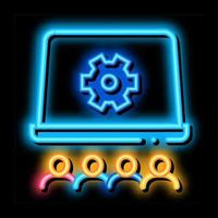 office working meeting neon glow icon illustration vector