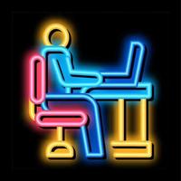 man working in office neon glow icon illustration vector