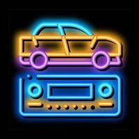 ilustración de icono de resplandor de neón de radio de coche vector