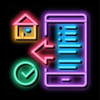house check phone app neon glow icon illustration