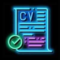 confirmed resume neon glow icon illustration vector