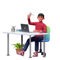 Men Work Activity, 3D illustration Transparent Background PNG