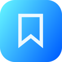 Bookmark icon in square gradient colors. Favorite signs illustration. png