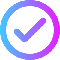 Check mark symbol in gradient collors. Check mark signs button. png