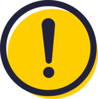 Exclamation mark in yellow color. Attention signs illustration. png