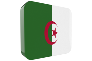 Algeria 3d Flag Icon on PNG Background