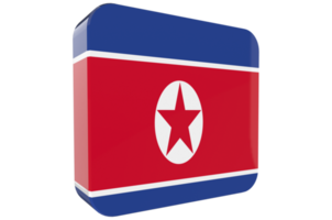 ícone da bandeira 3d da coreia do norte em fundo png