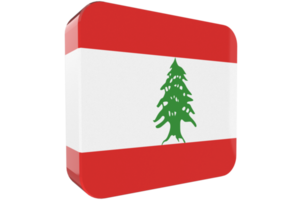 Lebanon 3d Flag Icon on PNG Background