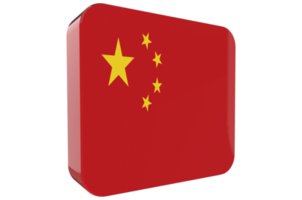 China 3d Flag Icon on PNG Background