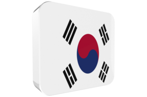 Korea South 3d Flag Icon on PNG Background