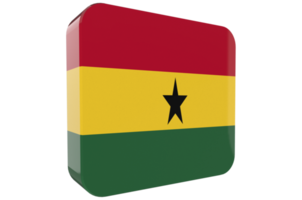 Ghana 3d Flag Icon on PNG Background