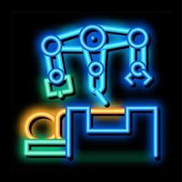 robotic surgeon and patient o table neon glow icon illustration vector