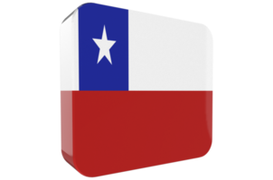 Chile 3d Flag Icon on PNG Background