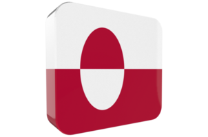 Greenland 3d Flag Icon on PNG Background