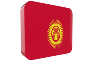 ícone de bandeira 3d do quirguistão em fundo png