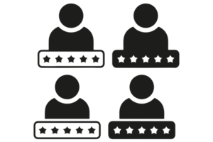 Icône d'évaluation des utilisateurs 5 étoiles sur fond transparent png