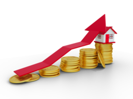 Home Investment with Coins 3D Render png