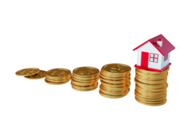 Home Investment with Coins 3D Render png