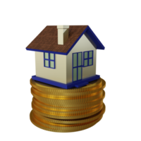 inversión en casa con monedas 3d render png