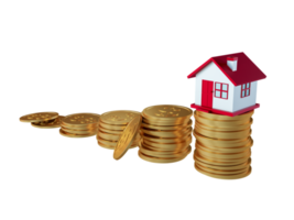 Home Investment with Coins 3D Render png