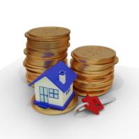 Home Investment with Coins 3D Render png