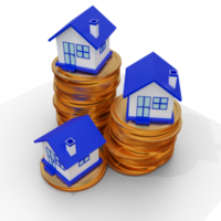 Home Investment with Coins 3D Render png