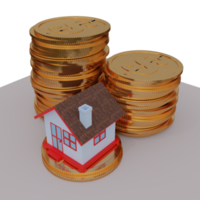 hausinvestition mit münze 3d rendern png