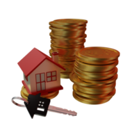 Home Investment With Coin 3D Render png